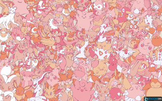 Cats group pink orange pattern - pokemon free wallpaper