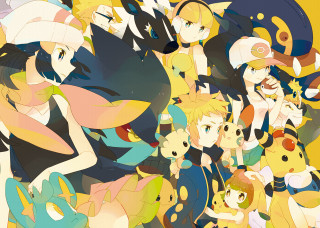 People hats pokemon cartoon yellow - mosaic free wallpaper for desktop