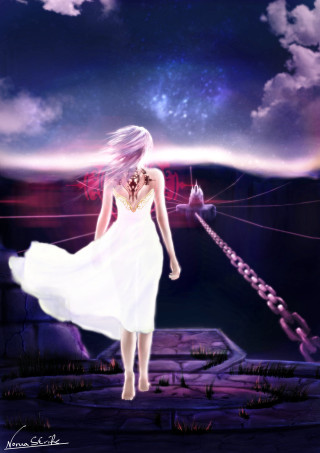 Woman white dress bridge sky - a bridge free wallpaper for mobile