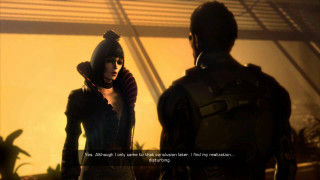 Man woman window futuristic yellow - mass effect free wallpaper