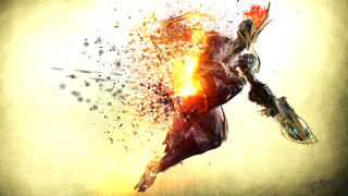 Suit fire person digital painting - warframe armor free wallpaper