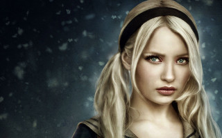 Woman blonde hair headband serious - dark shadow free wallpaper
