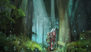 Man walking horse forest path - a forest next free wallpaper for desktop