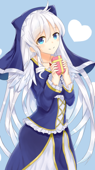 Anime whitehair blueeyes box blush - a anime character free wallpaper for mobile