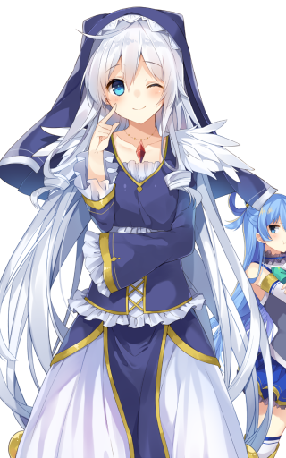 Blue dress white hair girls - a blue hat free wallpaper