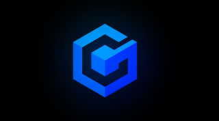 Blue cube logo black background - cubism free wallpaper