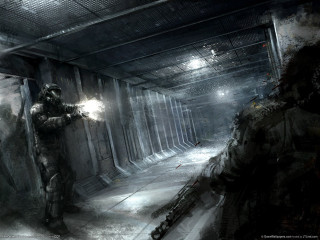 Sci fi man flashlight dark - a dark tunnel free wallpaper