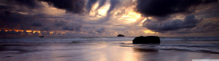 Beach rock cloudy sky water - colorful cloud free wallpaper