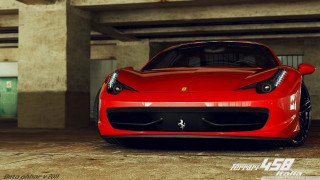Red ferrari sports car garage - detailed face free wallpaper
