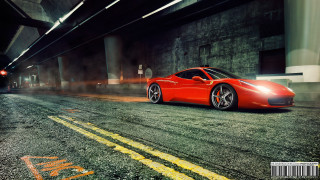 Red sports car driving tunnel 2 - daren bader free wallpaper