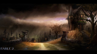 Creepy house forest road castle - andreas rocha free wallpaper for desktop