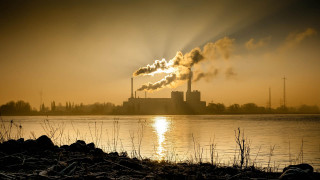 Factory smoke water sunset dawn - bálint kiss free wallpaper