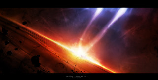 Space bright orange blue light - a space scene free wallpaper for desktop