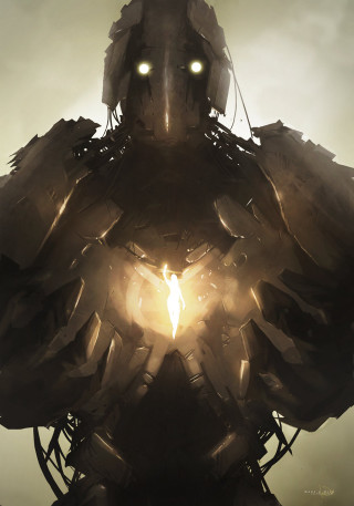 Robot glowing eyes arm dark - cyberpunk art free wallpaper for mobile