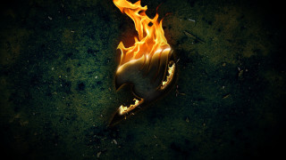 Fire object dark background yellow - poster art free wallpaper for desktop