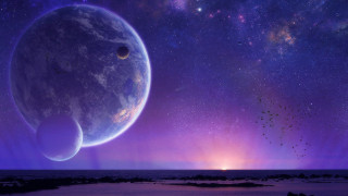 Purple sky moon distant planet 2 - planet free wallpaper for desktop