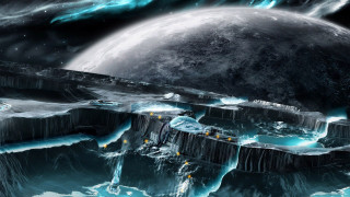 Futuristic space station ocean moon - a futuristic space station free wallpaper