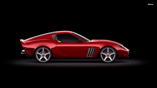 Red sports car black background 15 - the side of the car free wallpaper