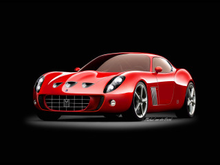 Red sports car dark room 3 - digital painting free wallpaper