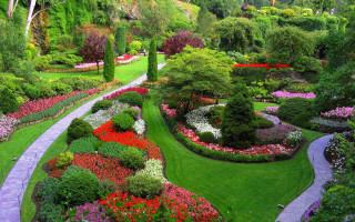 Garden winding path flowers trees - winding free wallpaper for desktop