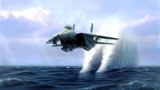 Fighter jet ocean smoke flying 2 - a fighter free wallpaper