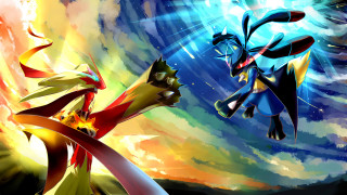 Cartoon characters fighting colorful sky - a colorful sky free wallpaper