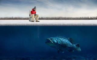 Man bench fish underwater boat - a bench next free wallpaper