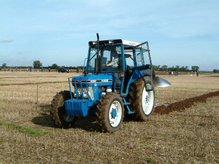 Blue tractor field sky people - a few person free wallpaper