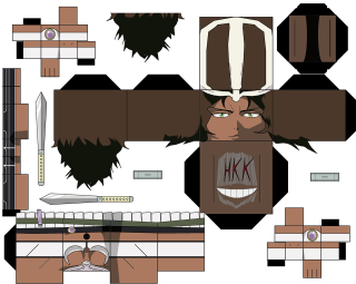 Paper model man knife hand - his hand and a knife free wallpaper