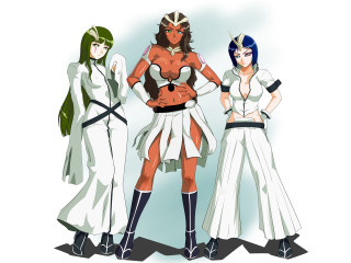 Three anime girls white outfits - the other wearing free wallpaper