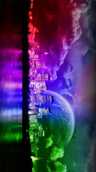 Colorful city rainbow sky clouds 2 - the foreground free wallpaper for mobile