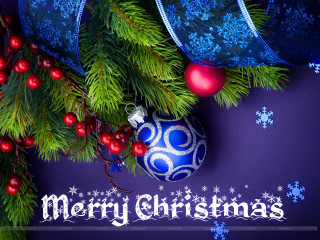 Christmas ornaments snowflakes blue red - a christmas card free wallpaper