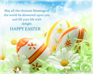 Eggs grass flowers easter quote - cheerful free wallpaper