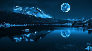 Full moon mountain lake usa - a reflection of the moon free wallpaper
