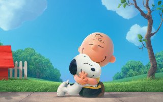 Cartoon character hugging dog park - charles schulz free wallpaper