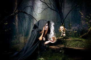 Woman hooded cloak heart forest - brian and wendy froud free wallpaper