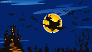 Full moon witch flying graveyard - a full moon free wallpaper