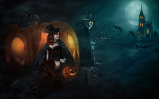 Witch man pumpkin black suit 2 - a pumpkin free wallpaper for desktop