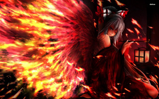 Woman red dress angel wings - free anime wallpaper for desktop