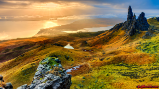 Mountain range rock formation lake - free landscape wallpaper