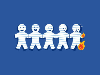 Group people faces line fire - a line free wallpaper