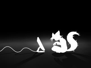 Cat computer mouse desk black - chiho aoshima free wallpaper