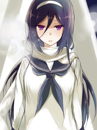 Anime girl purple eyes school - black tie free wallpaper