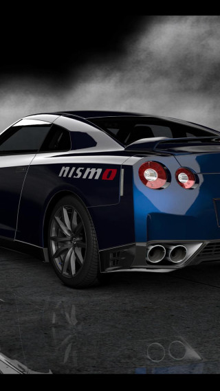 Blue sports car red tail 2 - free 3d render wallpaper for mobile