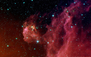 Red blue star cluster sky - space free wallpaper for desktop