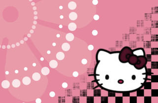 Hello kitty pink background checkerboard - free cats wallpaper for desktop