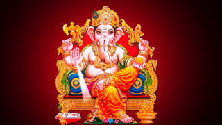 Ganesha throne red background painting - a throne free wallpaper