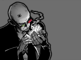 Man suit cigarette glass liquid - cyborg free wallpaper