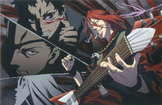 Man playing guitar another man - a guitar in front free wallpaper