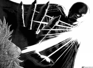 Black white drawing person knife - rob rey and kentaro miura style free wallpaper
